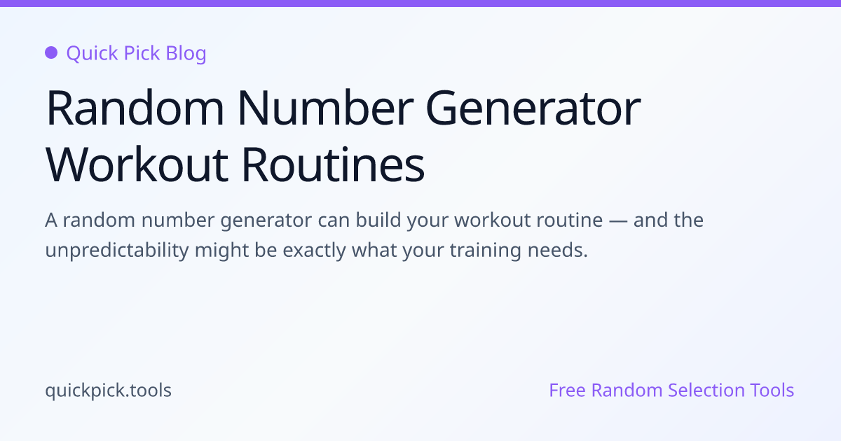 Random Number Generator Workout Routines | Quick Pick
